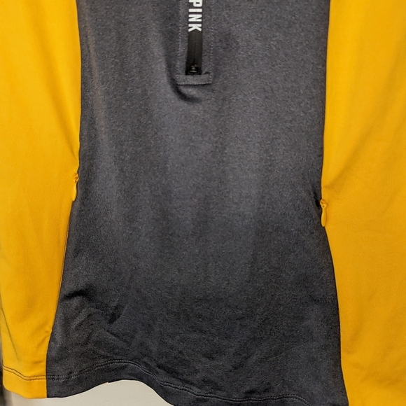 Victoria secrets PINK women's 1/4 zip ultimate athletic pullover grey yellow XS - Picture 3 of 8